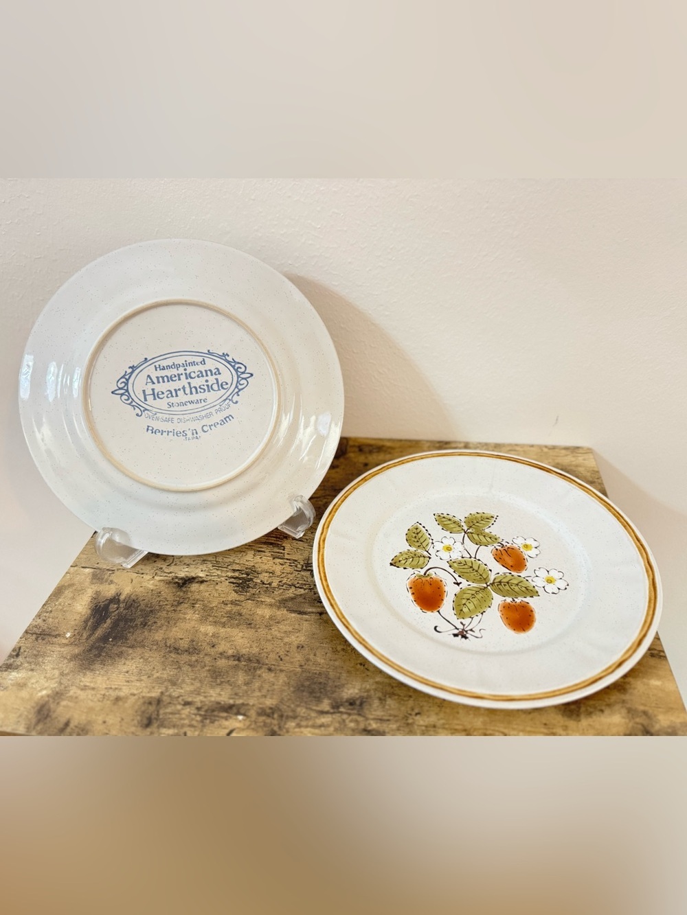 Americana Hearthside “Berries ’n Cream” Handpainted Stoneware | Set of 2 - Picture 10 of 11